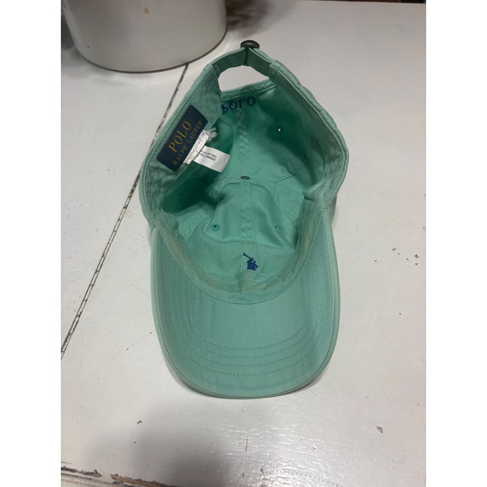 Polo Ralph Lauren Mint Green Baseball Cap Navy Pony Logo Adjustable Hat - Picture 6 of 7